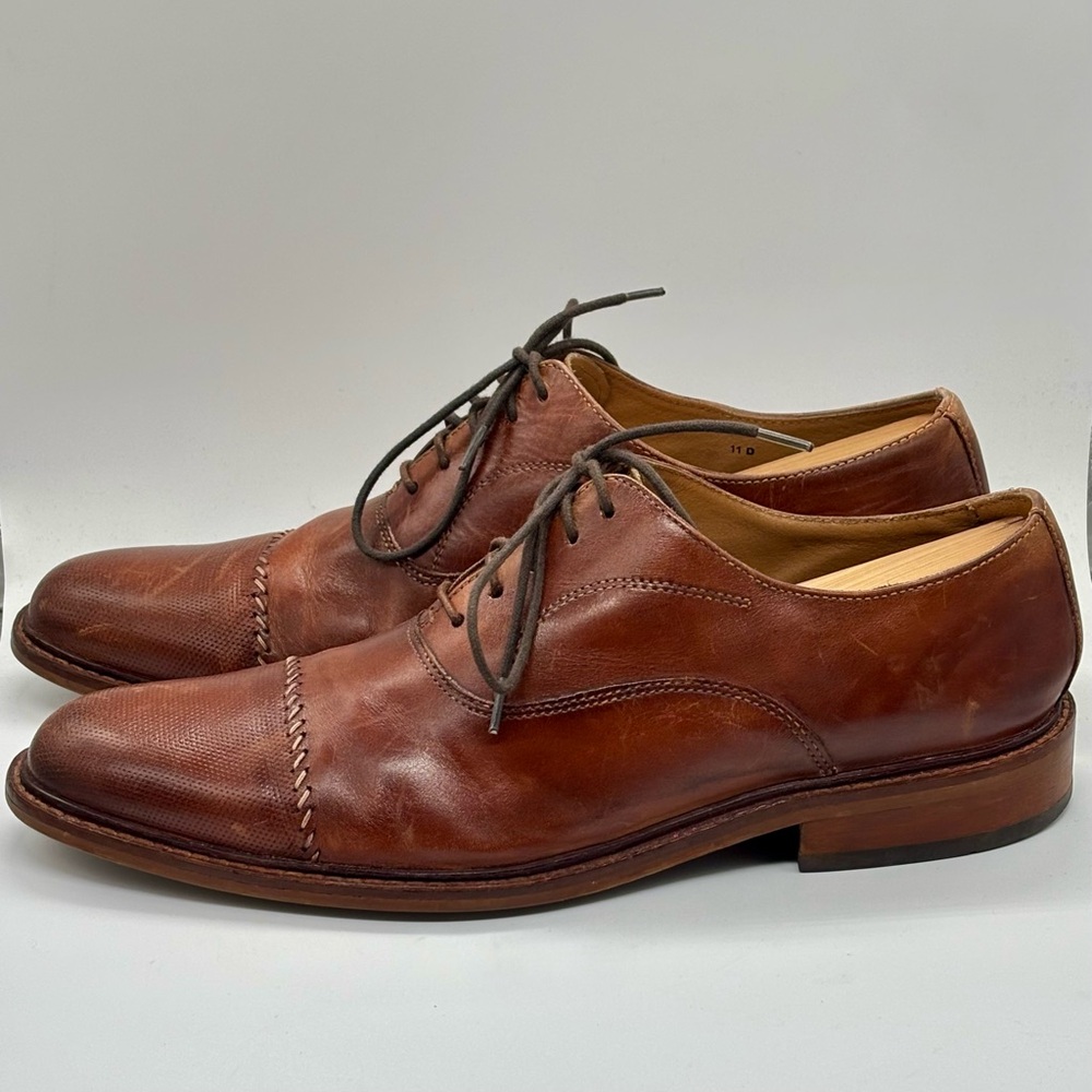 Joseph Abboud Essex Men's Brown Leather Cap Toe Dress Shoes Size 11D